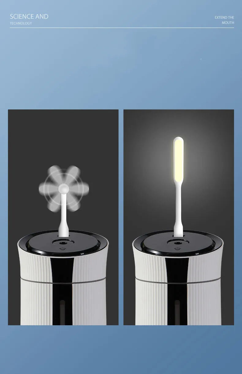 White cylindrical household USB humidifier with single fog outlet, quiet operation 36dB or less