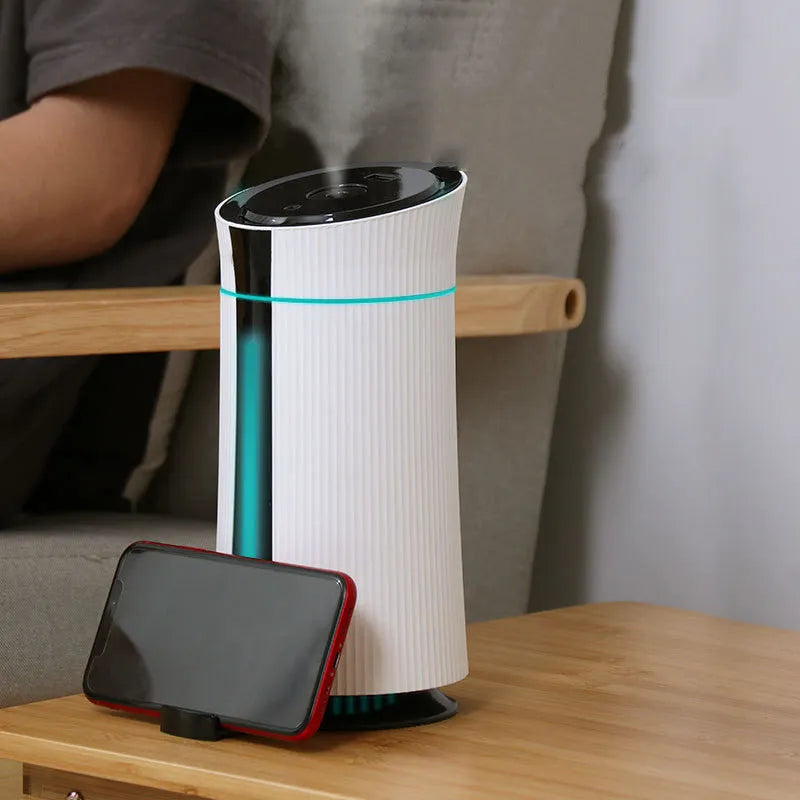 White cylindrical household USB humidifier with single fog outlet, quiet operation 36dB or less