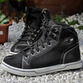 Men's black and grey breathable motorcycle casual short boots on a white background.