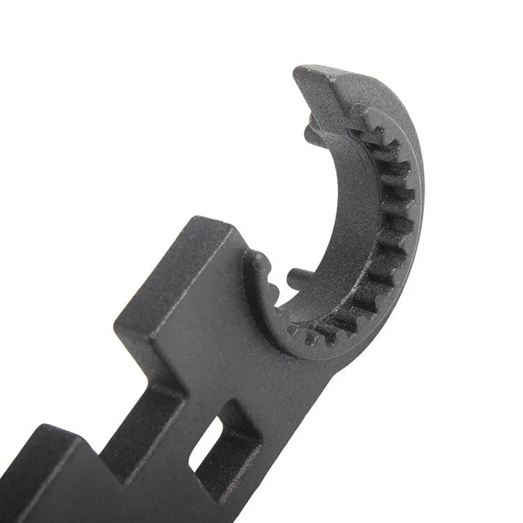 Black AR15 M4 combination wrench made from 40Cr steel with dual-purpose design for firearms maintenance