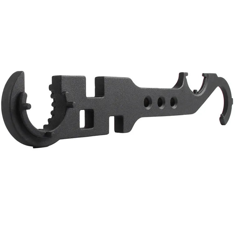 Black AR15 M4 combination wrench made from 40Cr steel with dual-purpose design for firearms maintenance