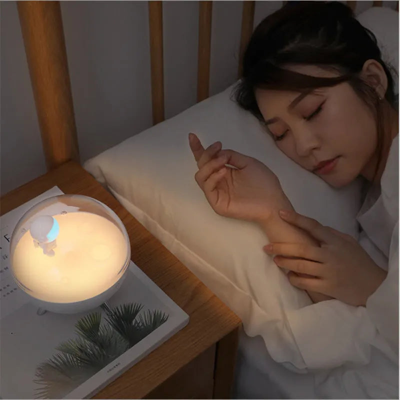 USB LED night light with modern simple design plastic shade showing white or blue illumination options