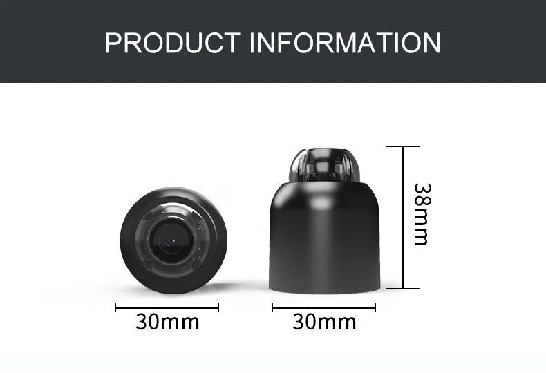 Black cylindrical 1080P WiFi indoor camera with infrared night vision and human detection, 2.8mm lens