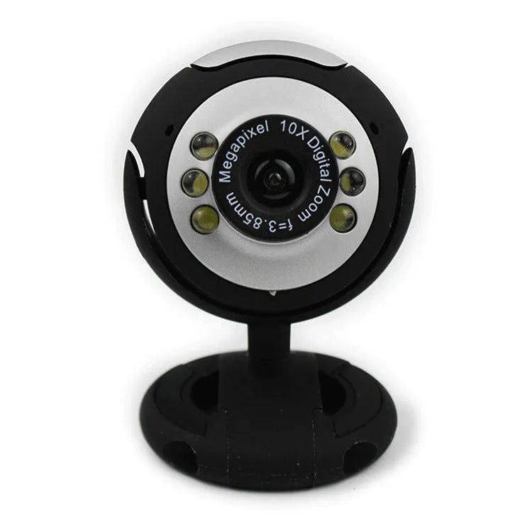 USB webcam with ring of six white LED lights around the lens