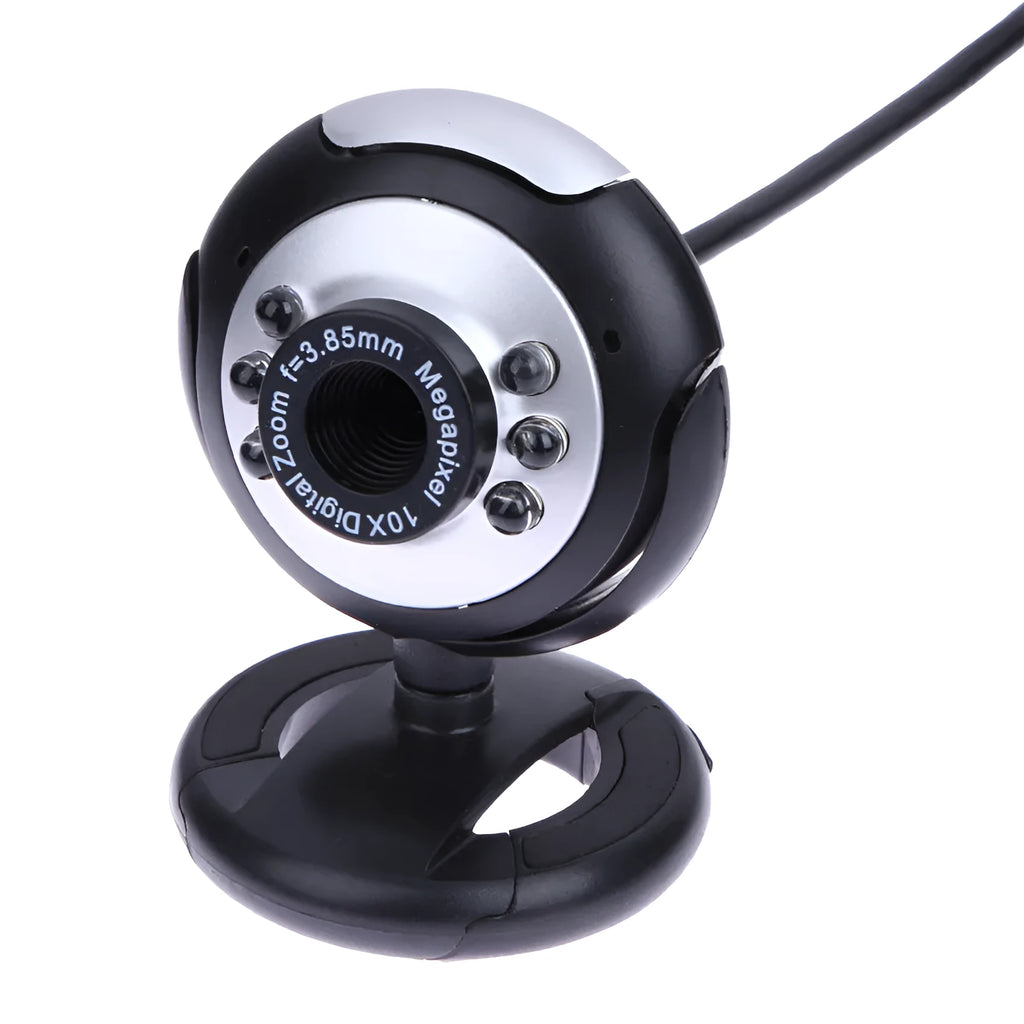 USB webcam with ring of six white LED lights around the lens
