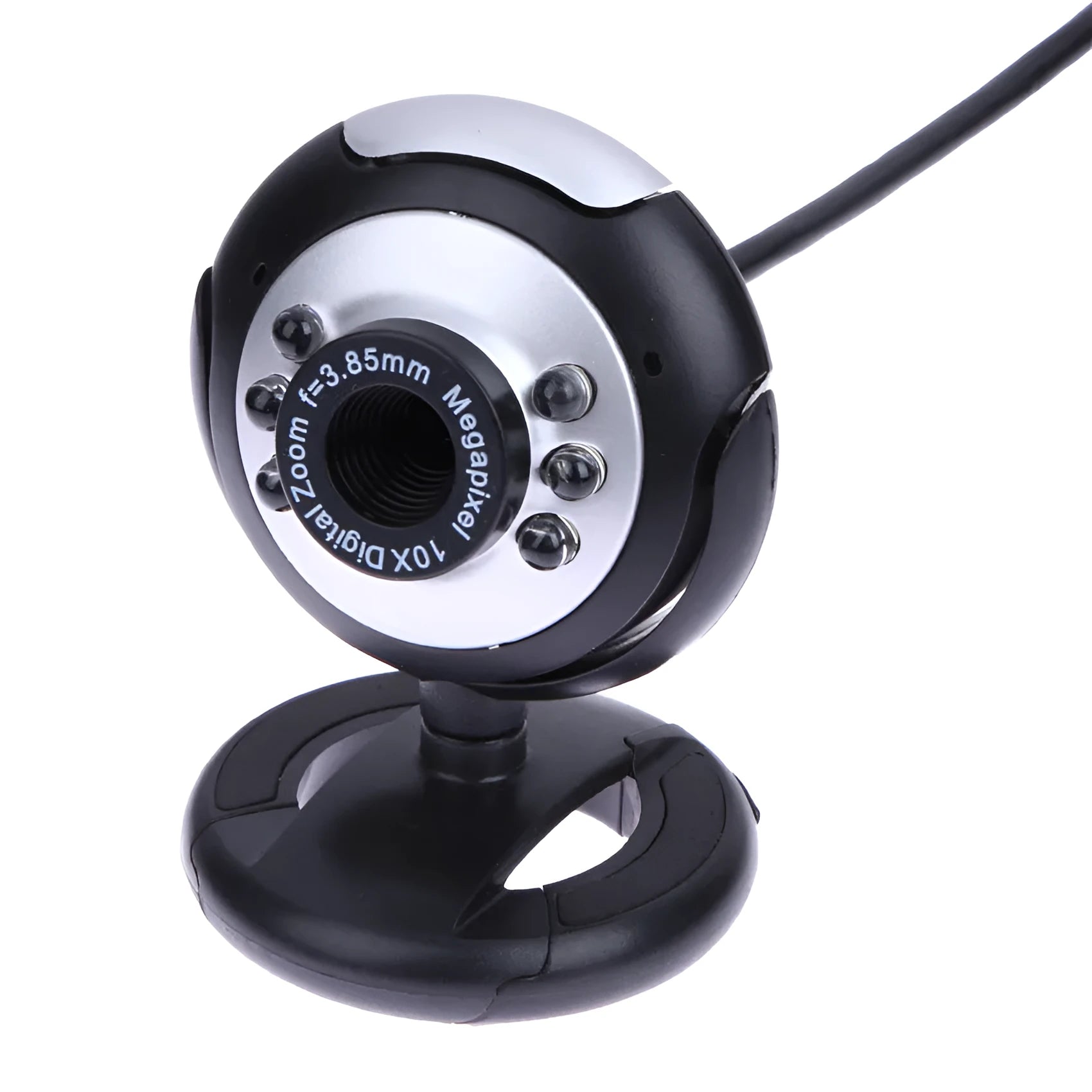 USB webcam with ring of six white LED lights around the lens