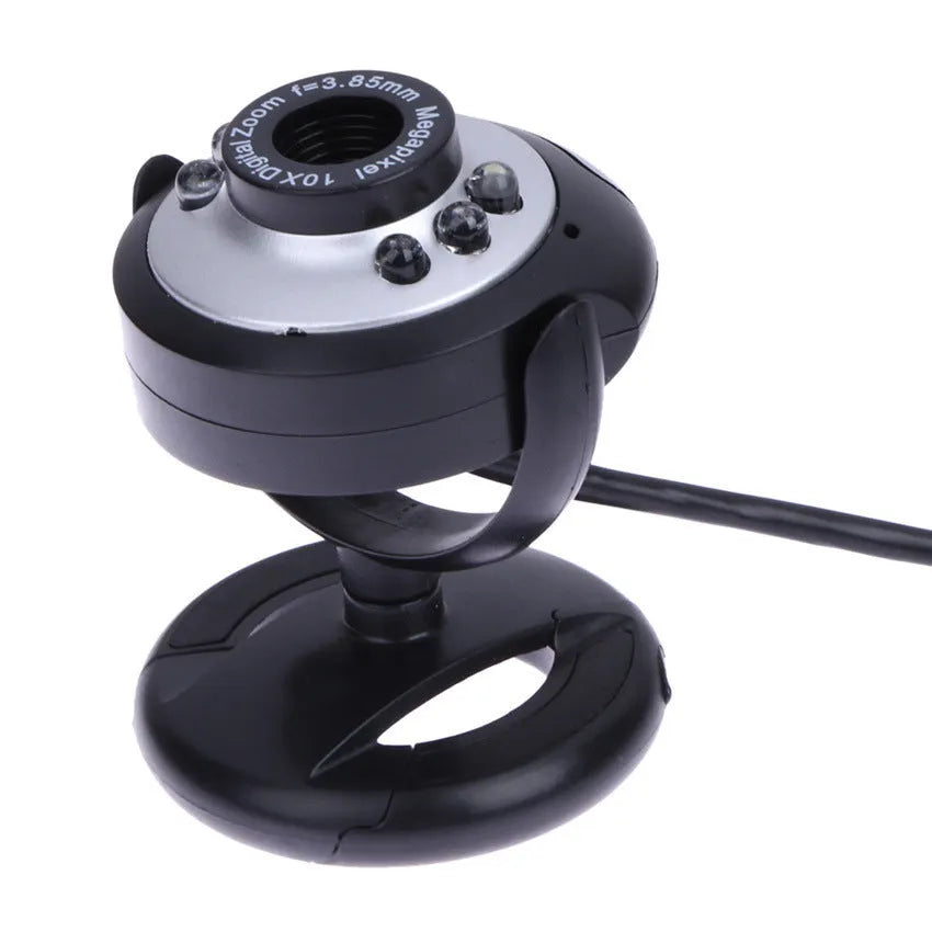 USB webcam with ring of six white LED lights around the lens