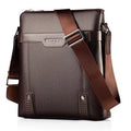 Men's medium black PU leather shoulder bag with zipper opening showing square vertical design