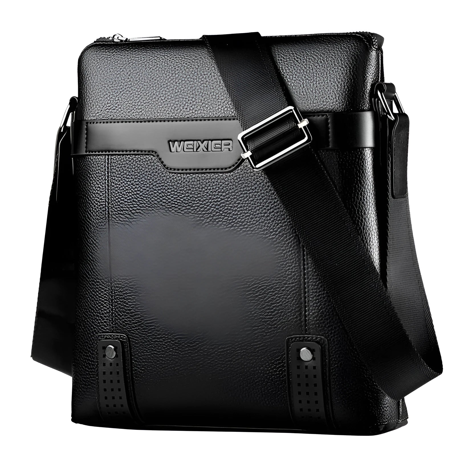 Men's medium shoulder bag in black or brown PU leather with square design