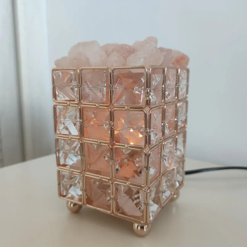 Cute mini crystal salt LED table lamp with light luxury style, 220V, UK plug, bedroom decor