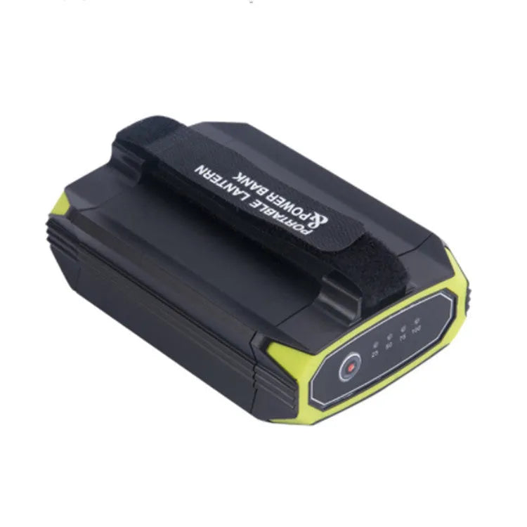 Green aluminium alloy and ABS plastic rechargeable camping light with dimmer and USB power bank port
