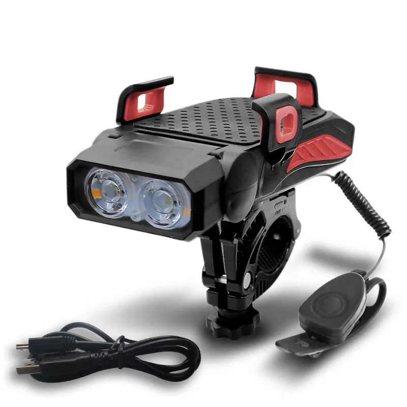USB rechargeable bicycle light in choice of colours with mounting strap on handlebars.