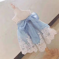 Ocean blue baby girl princess dress with lace detailing for birthdays and special occasions