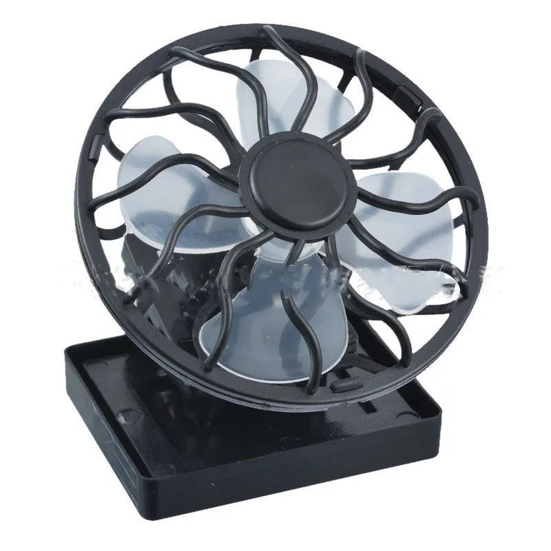 Black solar powered clip-on fan for outdoor camping and fishing cooling