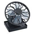 Black solar powered clip-on fan for outdoor camping and fishing cooling