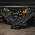 Men's casual leather shoes with round toe and plain microfiber upper in spring colours