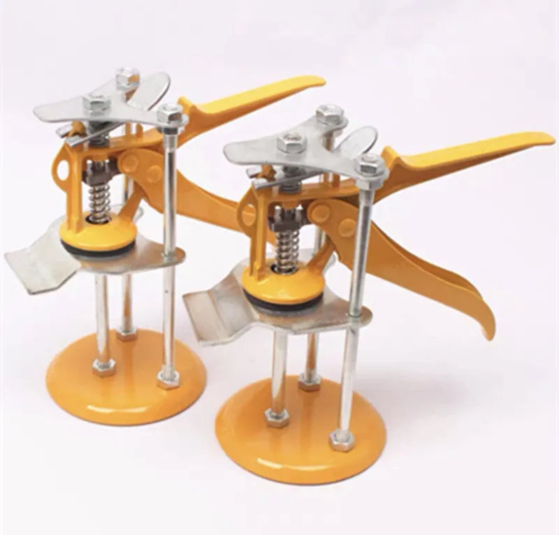 Metal alloy tile raising locator positioning tool for concrete processing measuring 23.5 by 6.5 centimetres