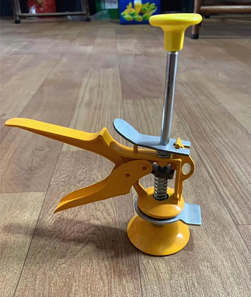 Metal alloy tile raising locator positioning tool for concrete processing measuring 23.5 by 6.5 centimetres