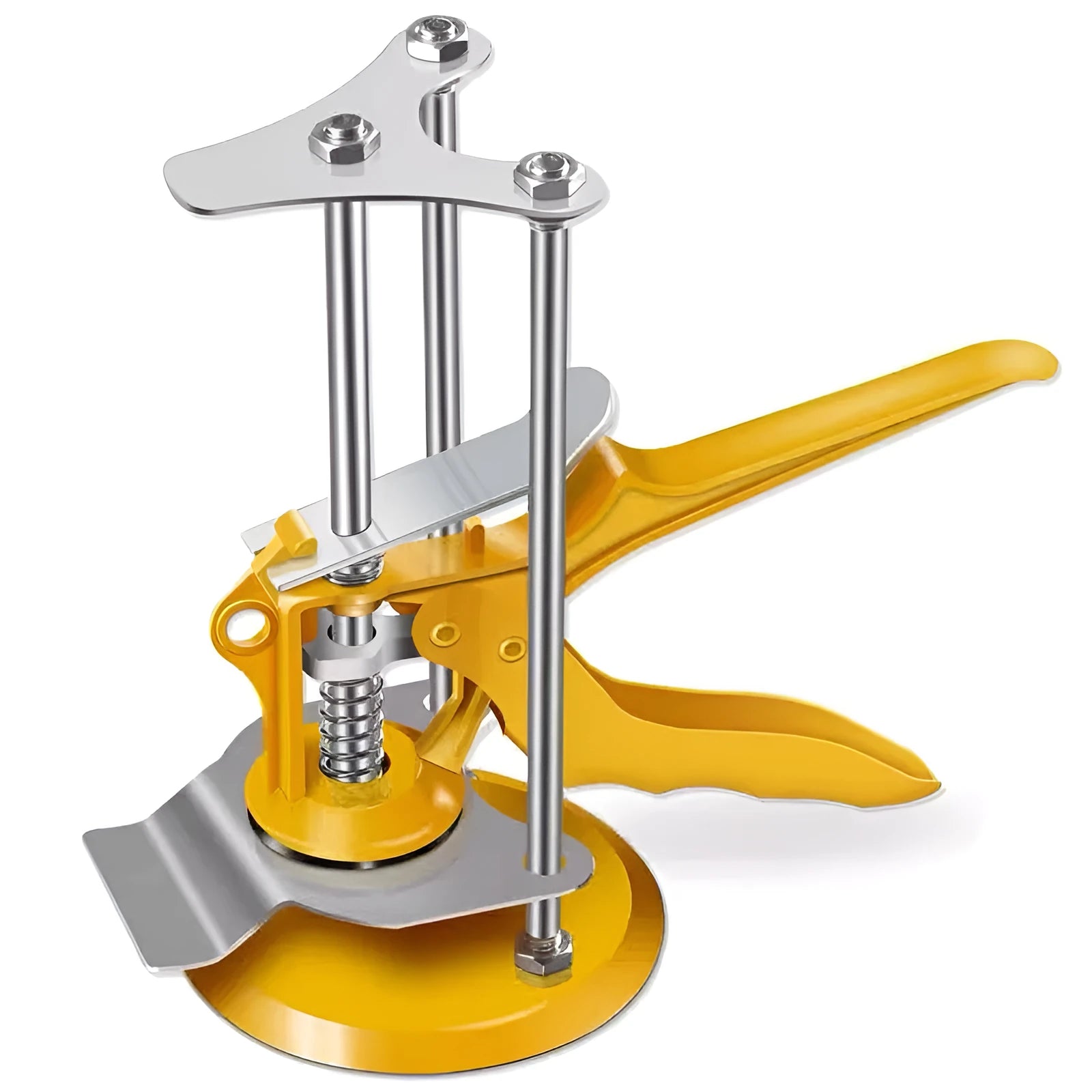 Metal alloy tile raising locator positioning tool for concrete processing measuring 23.5 by 6.5 centimetres
