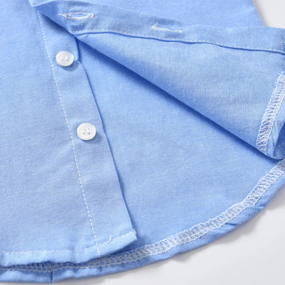 Boys blue gentleman bib pant suit with long sleeves and bow tie in Korean style