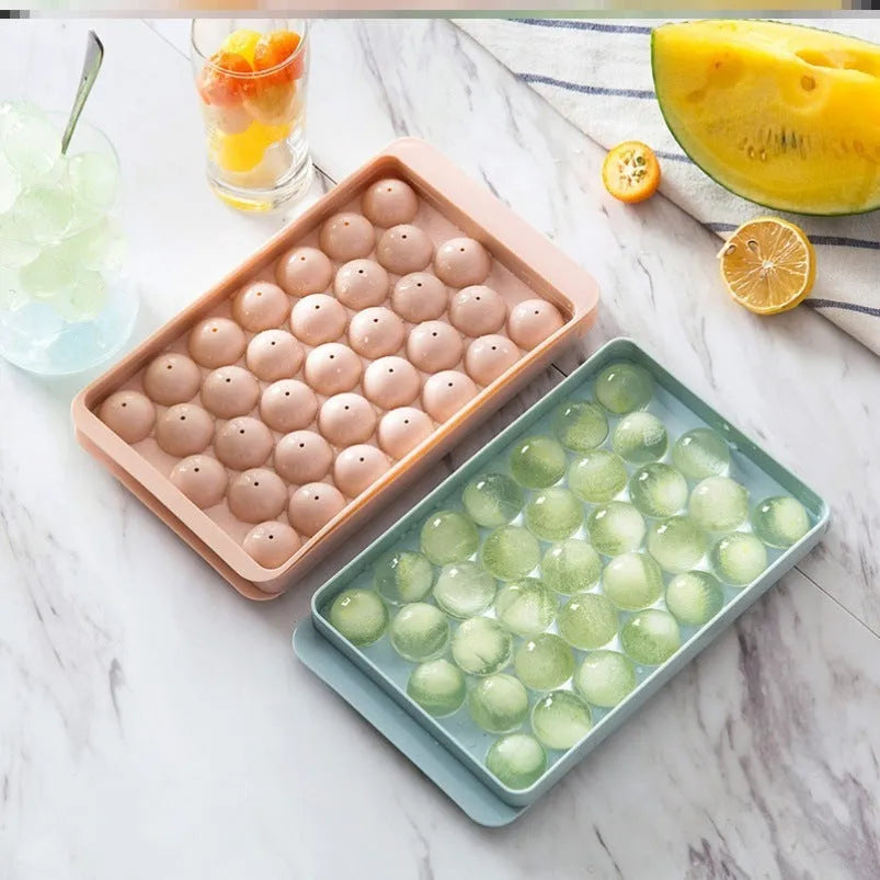 3D round ice mould tray creating spherical ice balls in PP plastic material