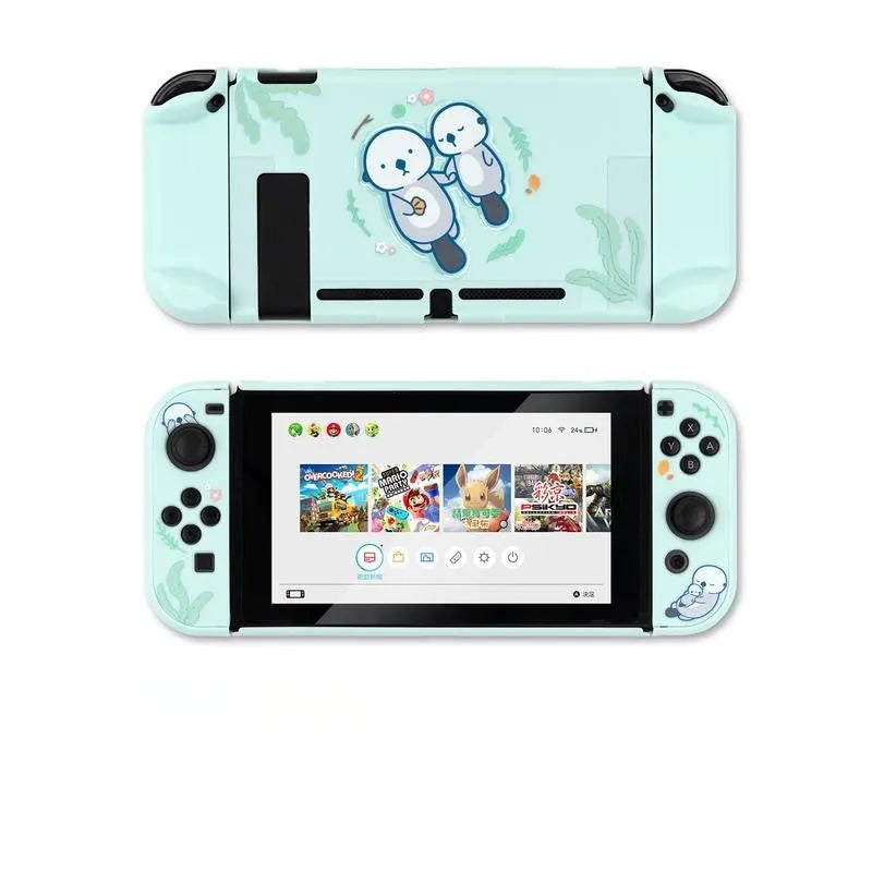 Nintendo Switch Lite transparent PC hard case with silicone back grip housing
