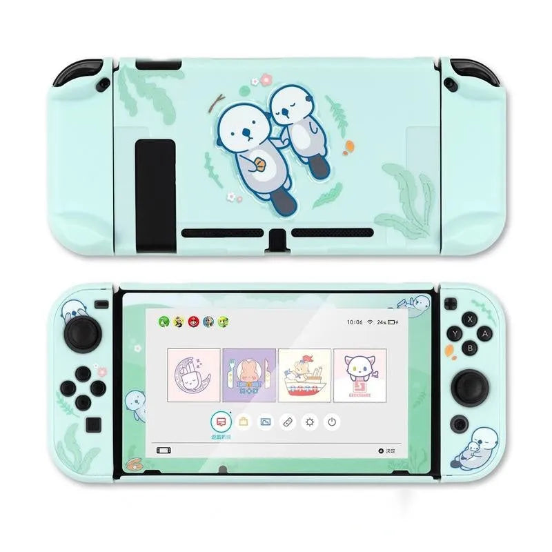 Nintendo Switch Lite transparent PC hard case with silicone back grip housing