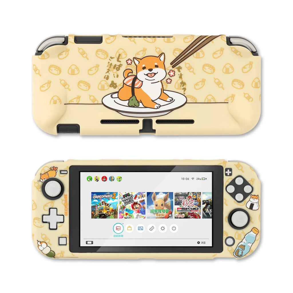 Nintendo Switch Lite transparent PC hard case with silicone back grip housing