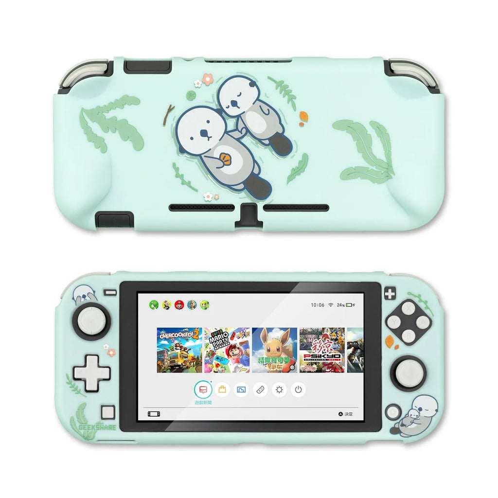 Nintendo Switch Lite transparent PC hard case with silicone back grip housing