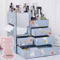 Wooden cosmetic storage box with internal organisers in a choice of colours and patterns.