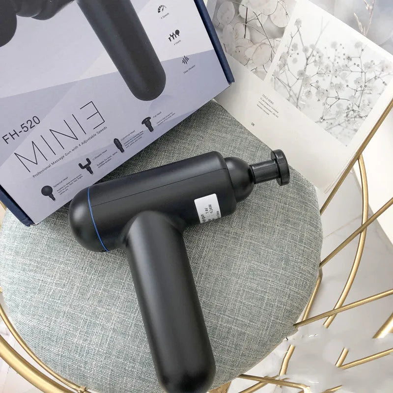 Fascia gun muscle massager in black, red, or white with USB charging port