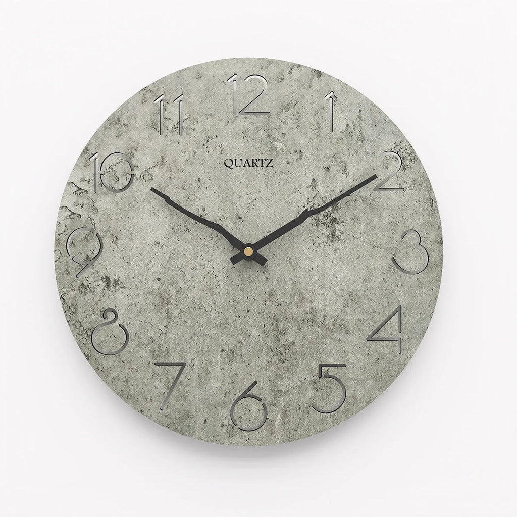 Grey European style modern wall clock for living room decor and household timekeeping