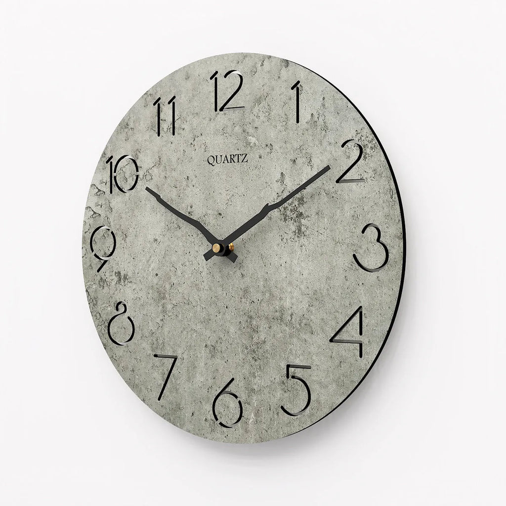 Grey European style modern wall clock for living room decor and household timekeeping