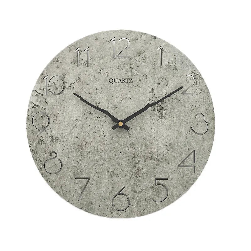 Grey European style modern wall clock for living room decor and household timekeeping