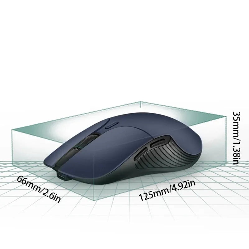 Blue rechargeable wireless voice translator mouse for computer use.