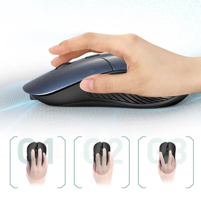 Blue rechargeable wireless voice translator mouse for computer use.