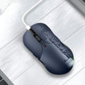 Blue rechargeable wireless voice translator mouse for computer use.