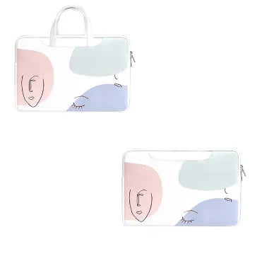 Blue PU leather laptop bag for 15.6 inch notebooks with soft handle and zipper.