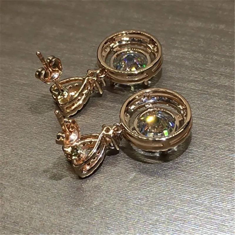 Bohemian dangle earrings for women round copper zircon electroplate one size fits all picture colour