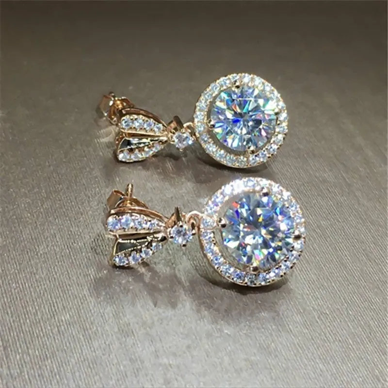 Bohemian dangle earrings for women round copper zircon electroplate one size fits all picture colour