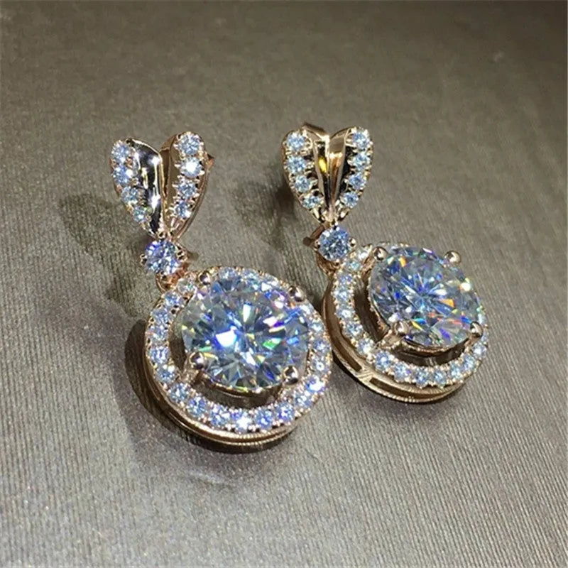 Bohemian dangle earrings for women round copper zircon electroplate one size fits all picture colour
