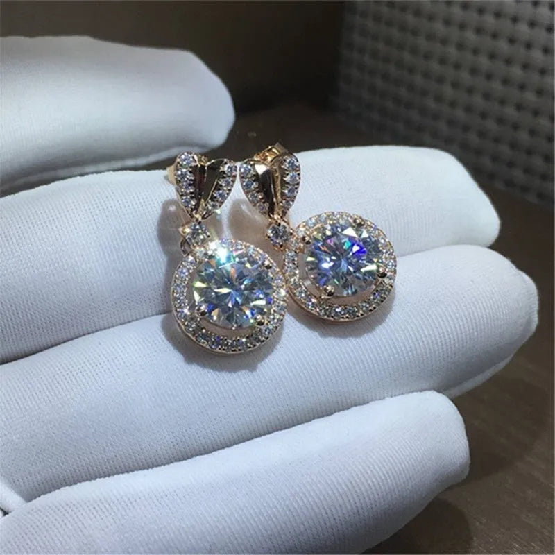 Bohemian dangle earrings for women round copper zircon electroplate one size fits all picture colour