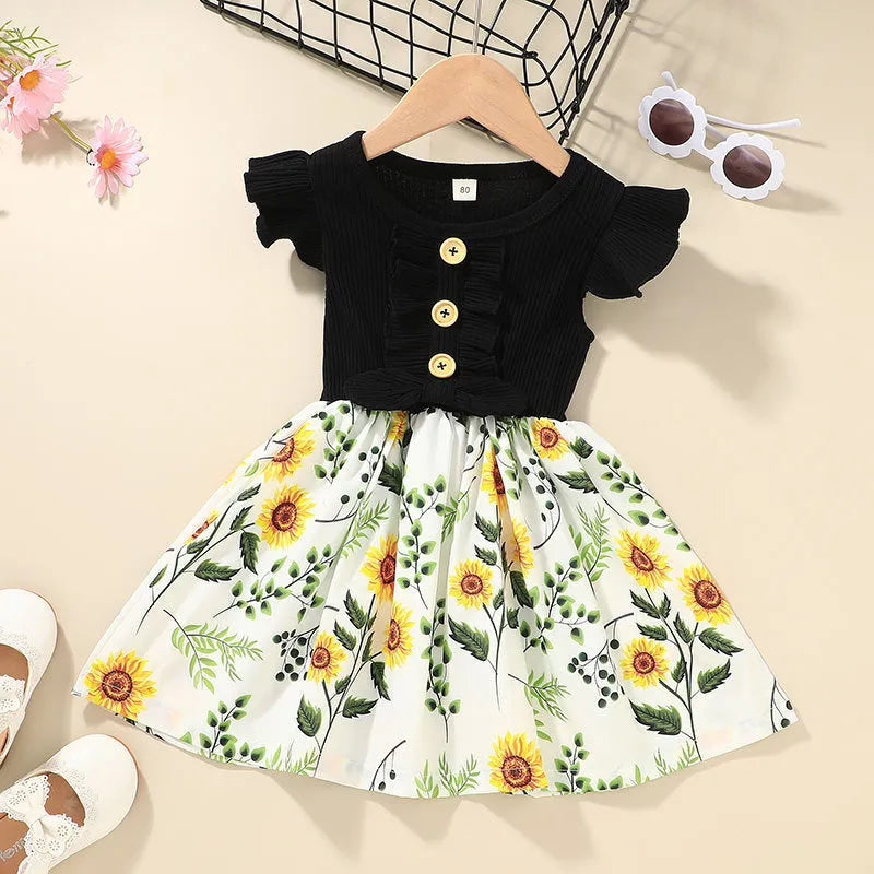 Sleeveless summer dress for toddler girls in sizes 80cm to 120cm available in six colours