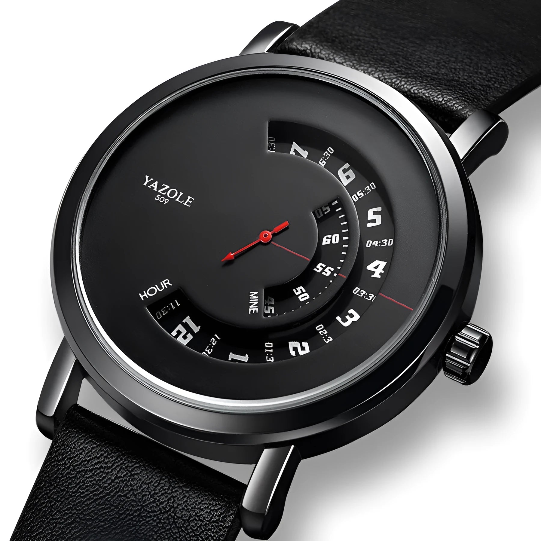 Men's turntable-style quartz watch with analogue and digital display on a metal case.
