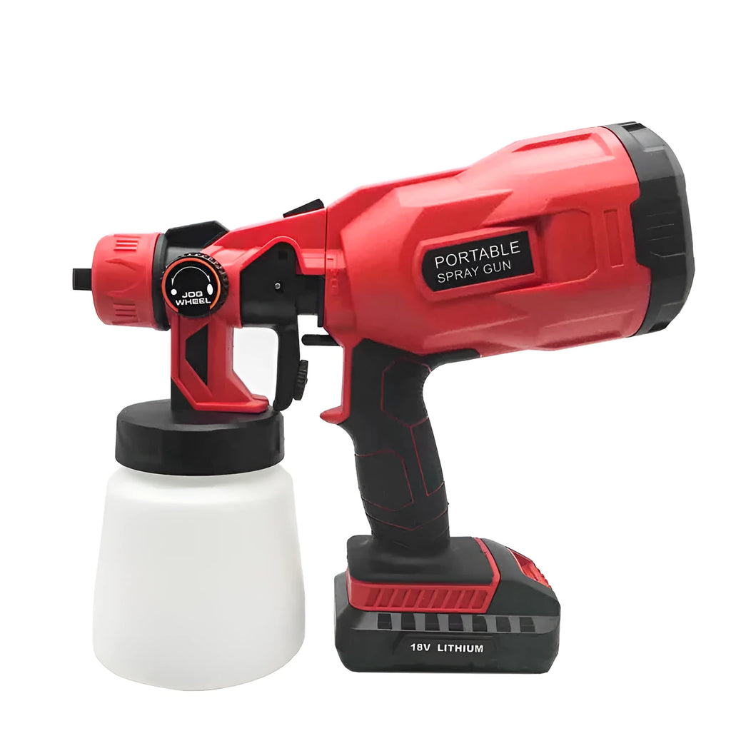 Blue cordless automatic paint spray gun with 800ml container and 1.8mm nozzle