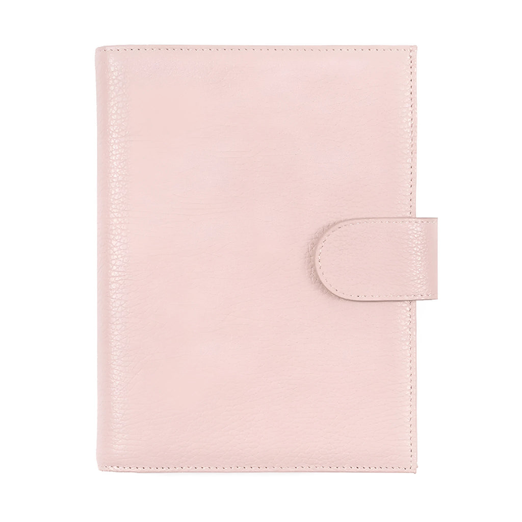 A6 size leather loose-leaf diary with a textured lychee pattern cowhide cover