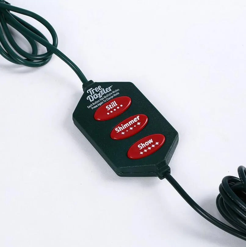 64 LED bead Christmas tree light string with button controller on a 1.8-metre cable.