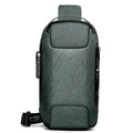 Men's anti-theft chest bag in Oxford cloth with combination lock and USB charging port, medium size, black colour