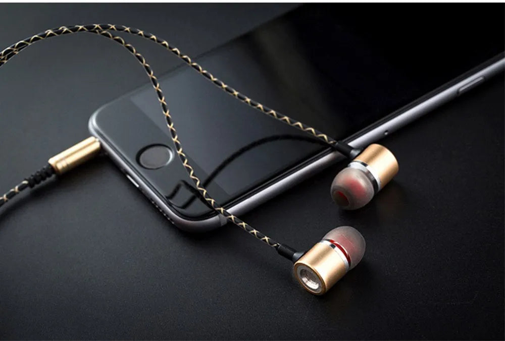 Fanbiya S1 metal in-ear headphones with ear hook design and microphone on cable