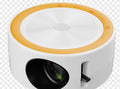 YT200 portable home LED projector with same screen connectivity in black, white, yellow and white, or blue and white colours measuring 110mm x 47mm